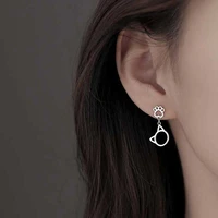 xiaoboacc s925 silver women stud earrings 2021 trend korean fashion cute animal cat head hanging earrings