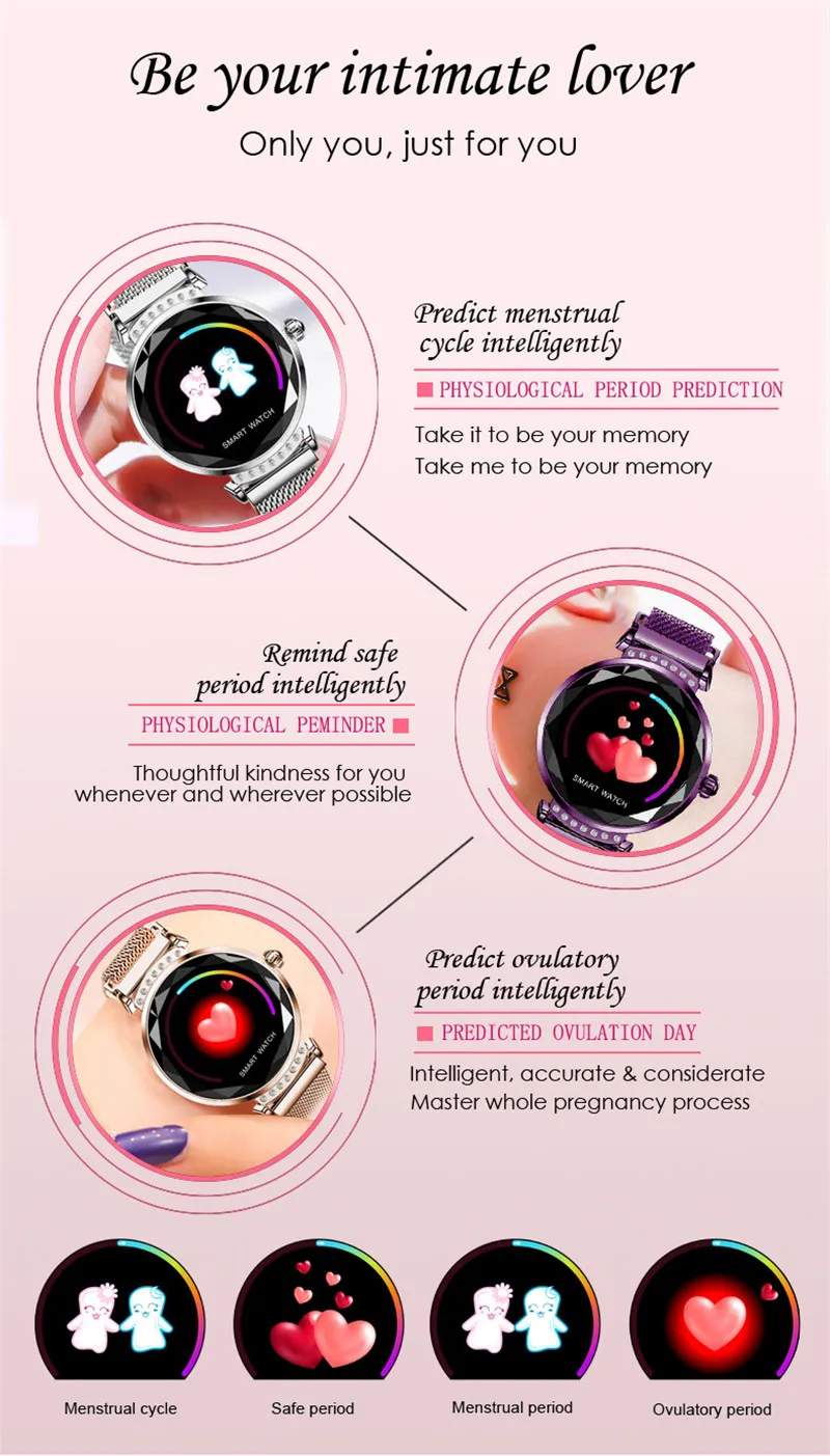 Женские Смарт часы FocuSmart H2 фитнес трекер с измерением артериального давления