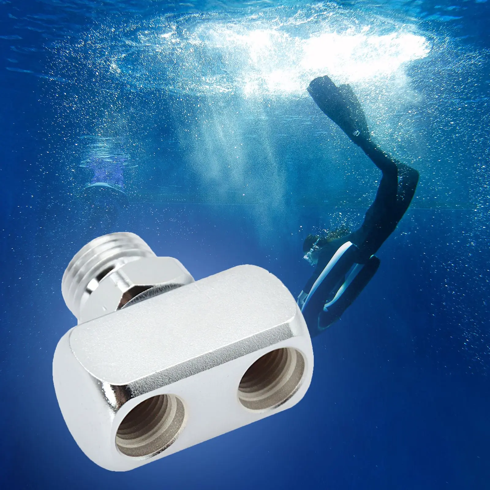 

Diving Hose Splitter Silver Chromed Brass Male Regulator To Female 2 LP Hose Converter Rustproof Low Pressure Hose Connector