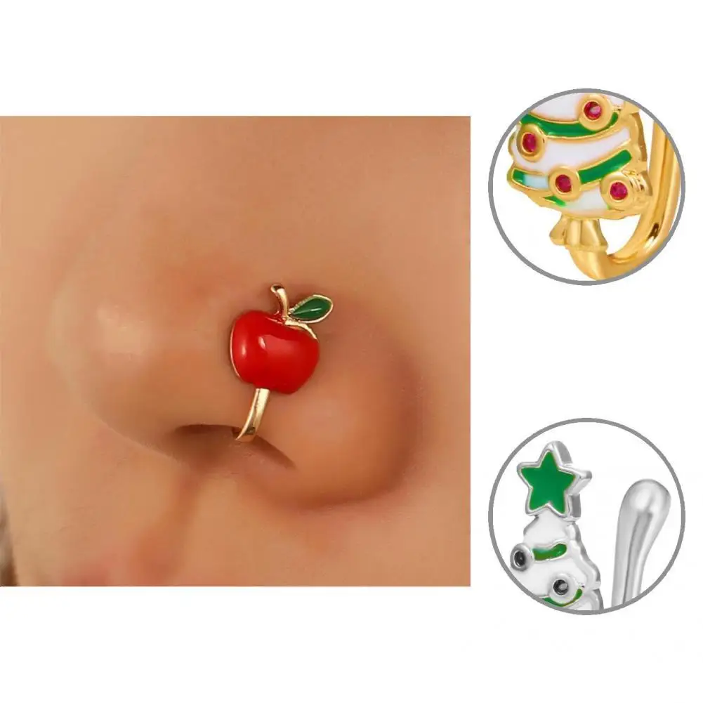 

Nose Stud Elk Accessory U Shape Electroplating Cartoon Nose Cuff Nose Ring for Christmas