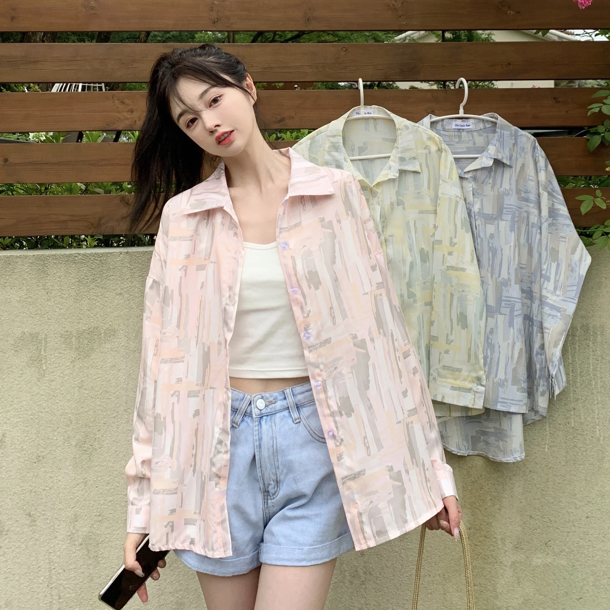 

Цветочная рубашка с принтом галстука женская тонкая 2021 с длинными рукавами из сладкого шифона, универсальный топ-поло с воротником-стойкой,...