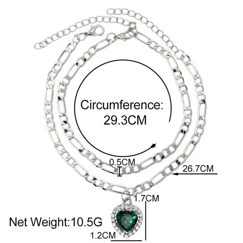 

2Pcs/Set Fashion Heart Crystal Anklets Bracelets Female Silver Color Chain Anklet 2020 Simple Summer Beach Sandals Foot Jewelry