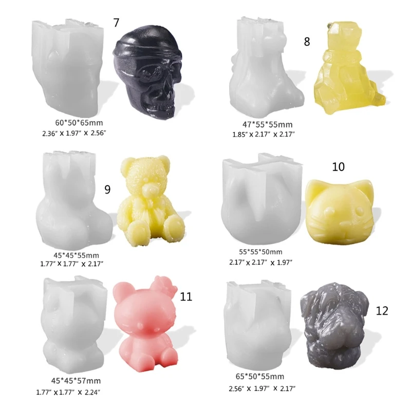 

D0LC 3D Animals Ice Ball Epoxy Resin Mold Bear Dog Ice Cube Silicone Mould DIY Crafts Ornaments Casting Tool