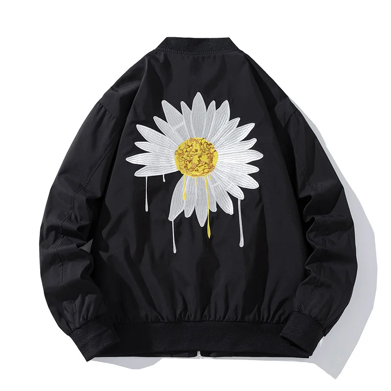 

Bomber Jacket Embroidery Men Women Daisy Flower Baseball Jacket Fashion Hip Hop Streetwear Coat Autumn Winter Korean Clothes