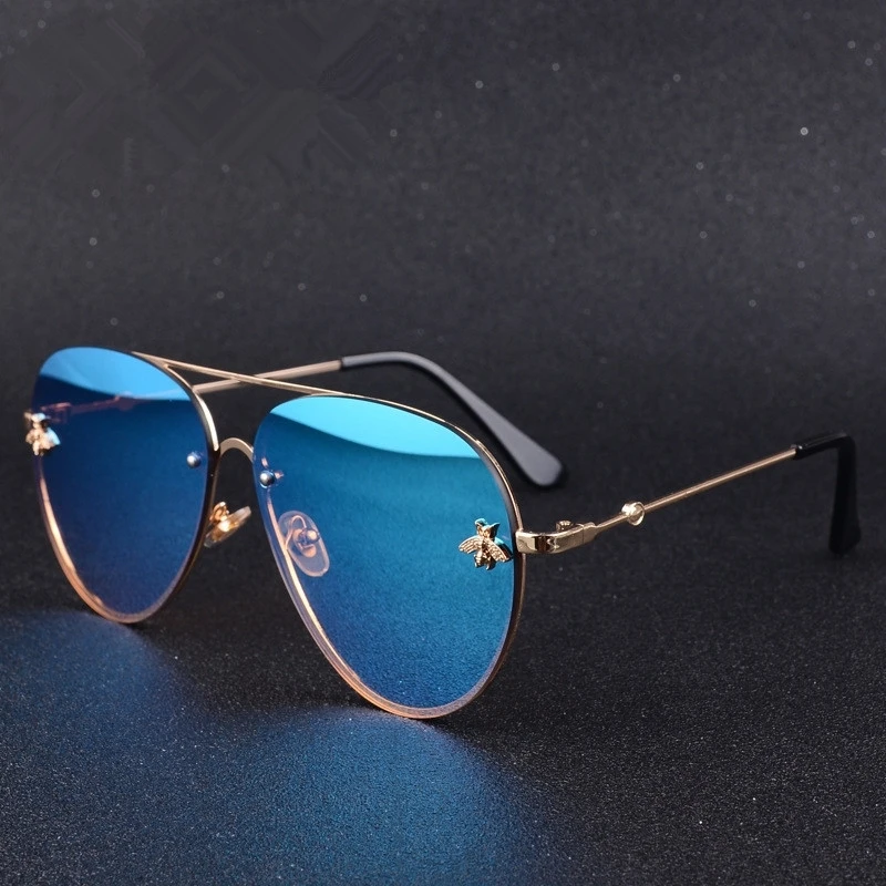 

2020 Luxury Brand Designer Female Rimless Sunglasses Women Sun Glasses Gradient Shades Little bee Lens Ladies UV400 rays