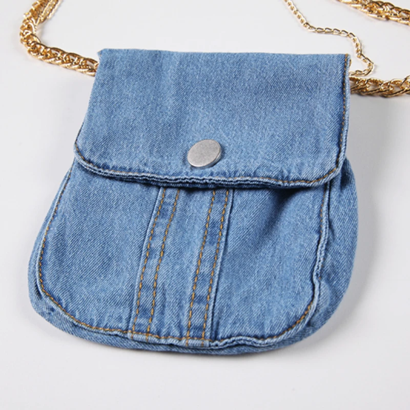

Puff Sleeve O Neck Denim Dress Women Korean Style Chic Retro Slim Waist Vestidos Simple Solid All Match Robe + Decorative Bag