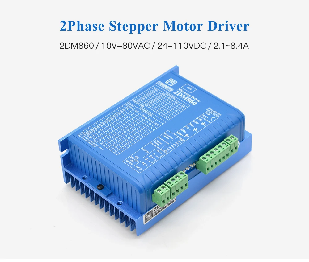 Цифровой Драйвер шагового двигателя 2 фазы 2DM860 10V-80VAC ток 2,1-8.4A используется для ЧПУ гравировальный станок с 86 двигателем