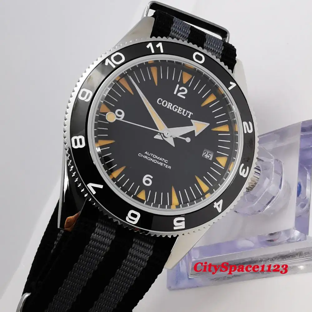 Мужские механические водонепроницаемые часы с керамическим циферблатом и