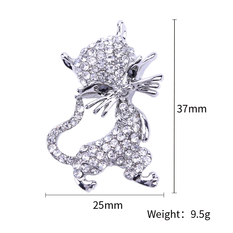 231 Silver Милая брошь в виде кошки, вечерние, металлический бант, Зеленый Кристалл, эмаль, булавка, черное животное, брошь для женщин, ювелирное изделие, аксессуары - Окраска металла: 231 Silver