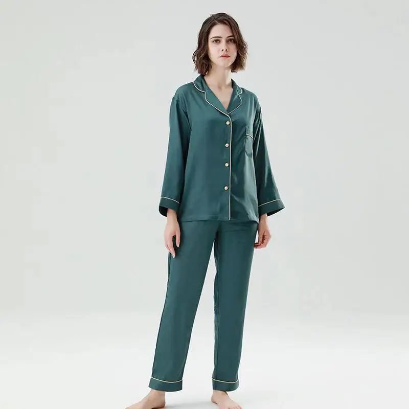 

Luxury Pajama suit Satin Tencel Pajamas Sets Couple Sleepwear Family Pijama Lovers Night Suit Men and Women Casual Home Clothing