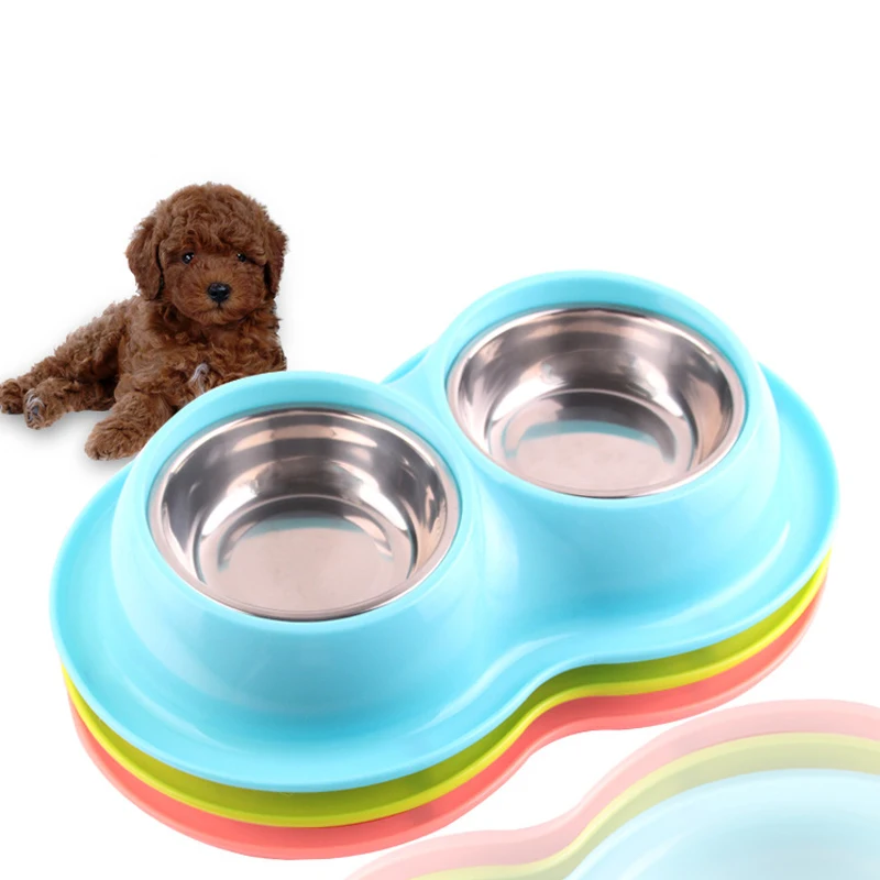 

Pet Dog Stainless Steel PP Double Bowls Food Anti Ants Water Dog Bowl Cat Feeder Cat Pet Bowl