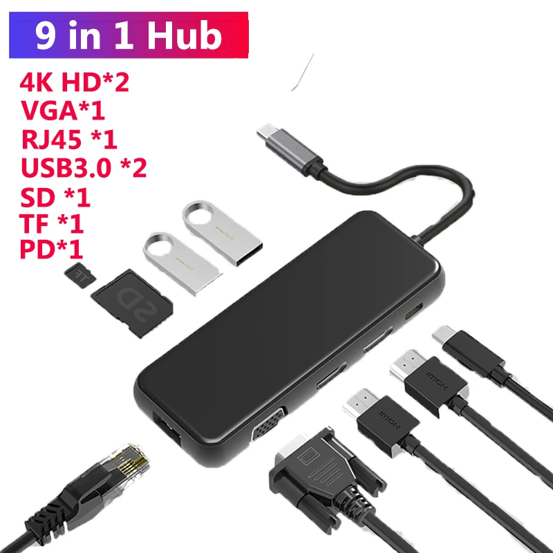 

Док-станция MST Thunderbolt 3, USB Type-C, HDMI, VGA, PD