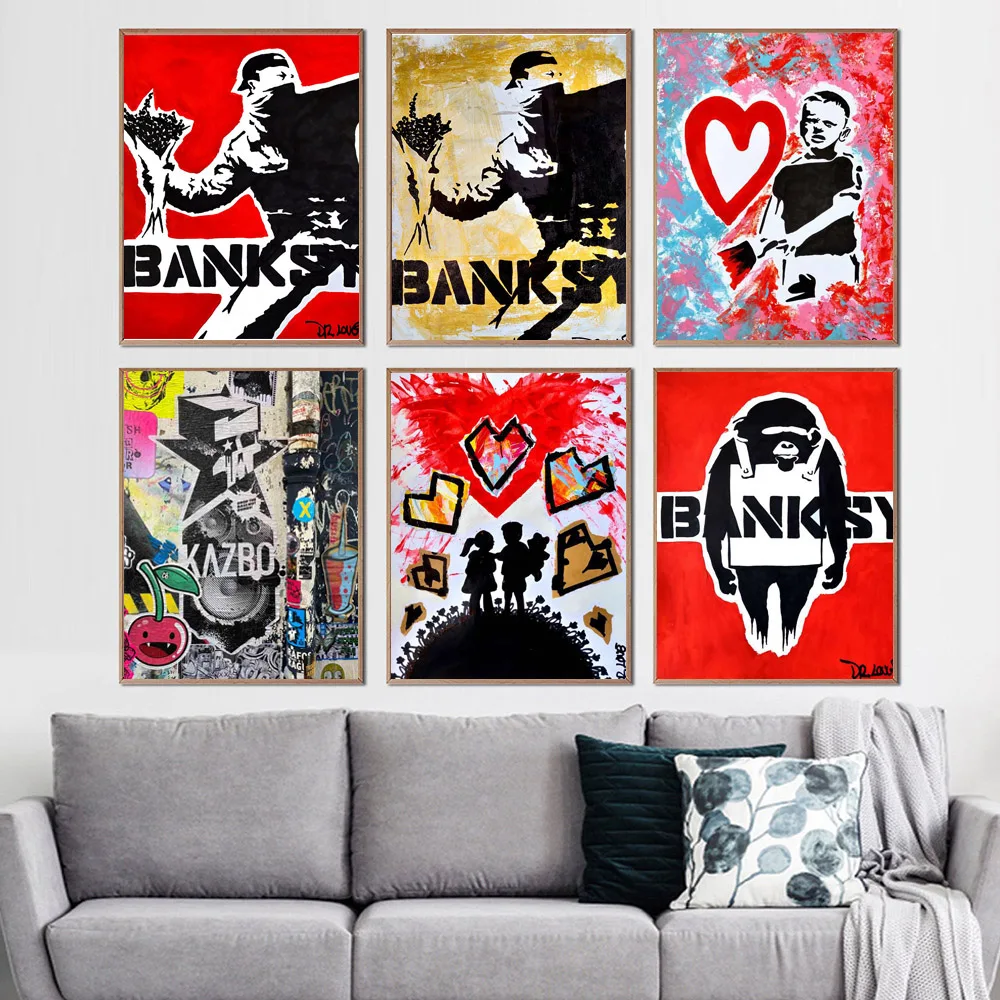 Banksy graffiti art printing canvas painting Star Portrait wall poster living room corridor home decoration mural | Дом и сад
