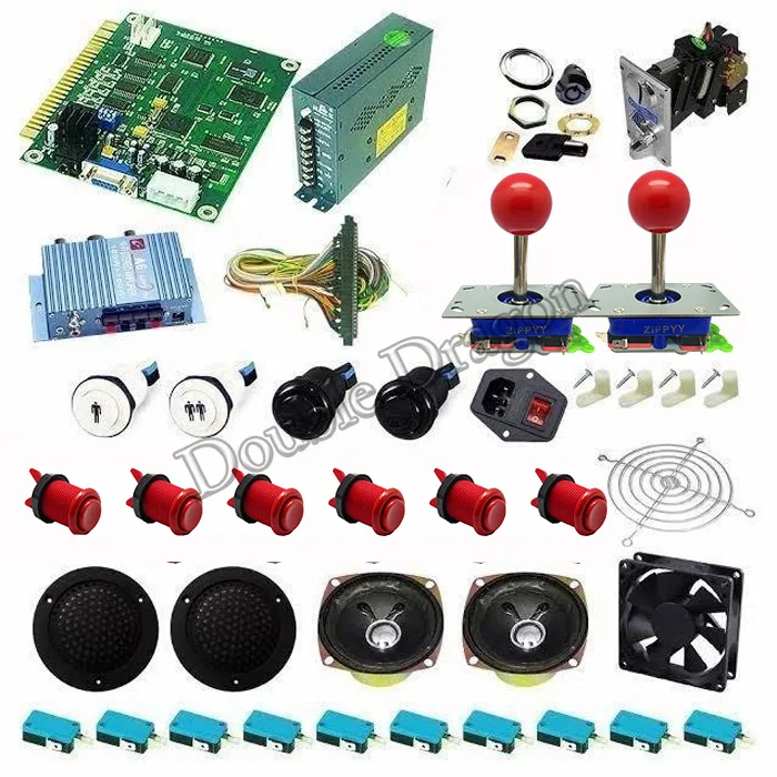 

JAMMA Arcade полный комплект 2 игроков Сделай Сам классическая 60 в 1 игра с блоком питания, динамиком, zippy джойстиком, кнопкой, жгутом jamma