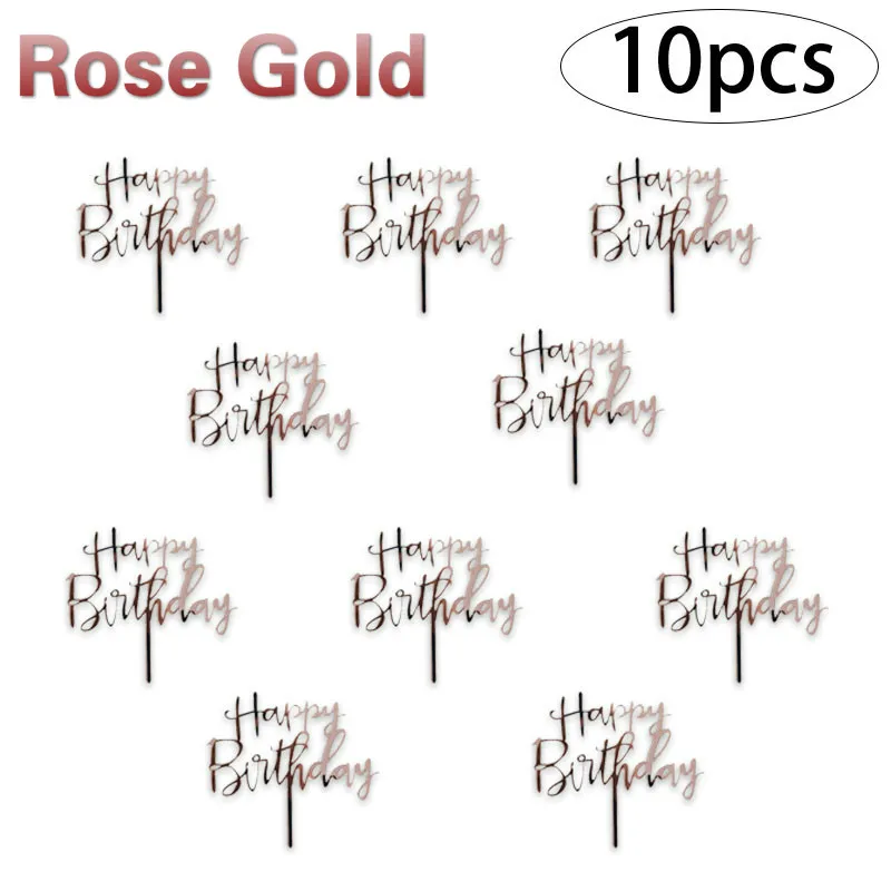 

10pcs/bag Happy Birthday Cake Topper Acrylic Letter Cake Toppers Party Supplies Happy Birthday Cake Decoration Boy