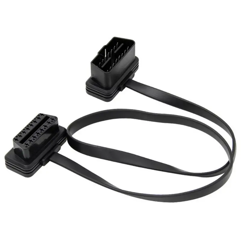 

Car Elbow Obd2 16 Pin Male To Female Flat Diagnostic Extension Cable Connector Connector