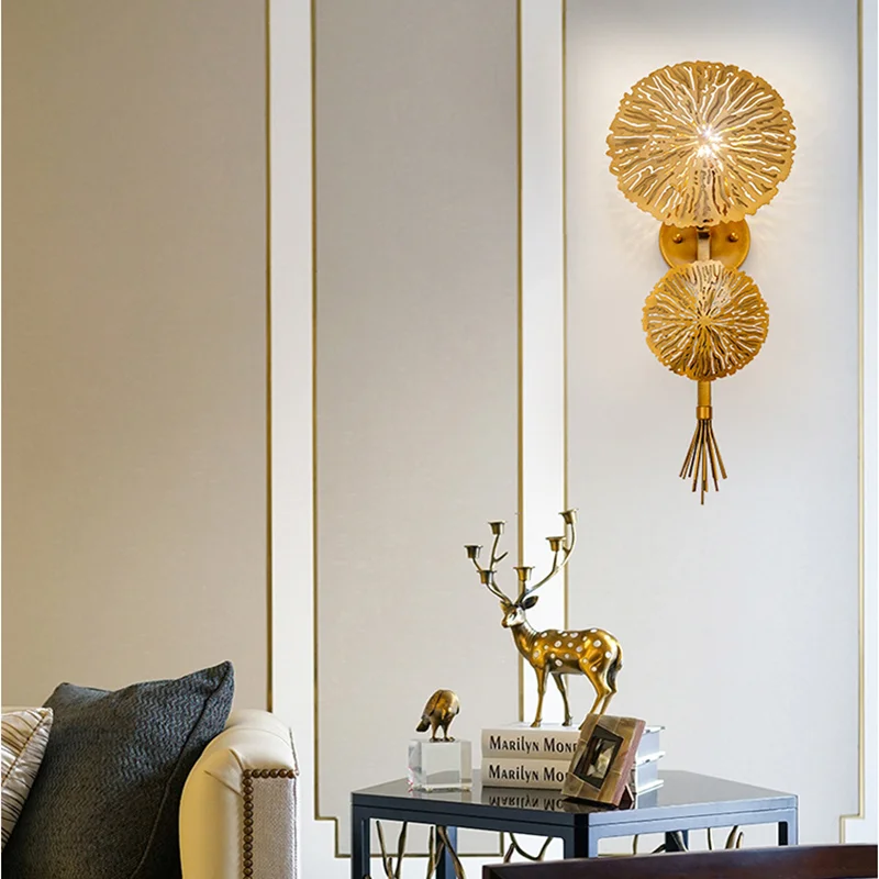 Nordic post-modern lotus leaf wall lamp light luxury living room background decoration aisle bedroom study bedsid | Лампы и освещение