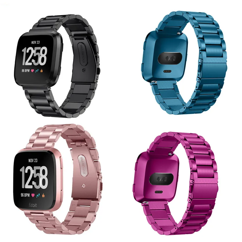 

Classic Three Beads Link Stainless Steel Metal Watch Band Bracelet Strap Wristband Replacement Fitbit Versa Watch Band