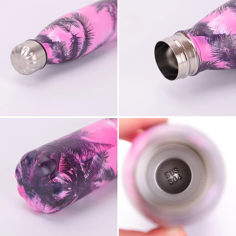 500 мл бутылка для воды из нержавеющей стали Фламинго печать колы езда на