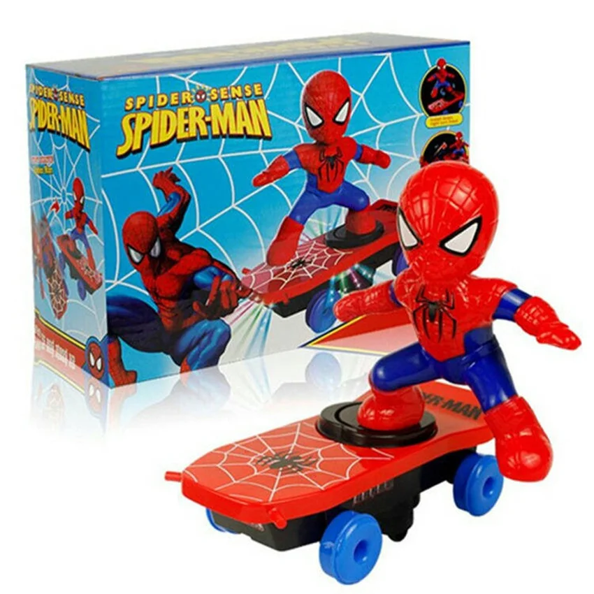 

Disney Marvel Spider-Man Stunt Scooter Electric Music Toy Auto Flip Rotating Skateboard Doll Gift Toy Children Gift