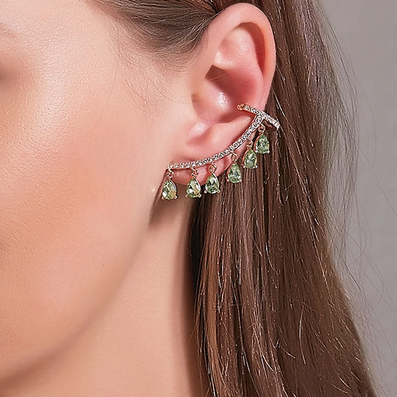 

New Single All-Match Korean Temperament Water Drop Tassel Hanging Ear Earring One Jewelry Gift