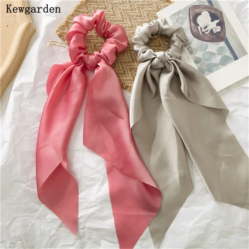 Kewgarden Large intestine hair ring Hair Accessories Silky Ribbon Elastic Hair Bands Horsetail Headwear 2 Pcs