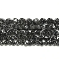 natural stone big cuts faceted gunmetal black plated volcano lava round loose beads 15 length 6 8 10 12mm