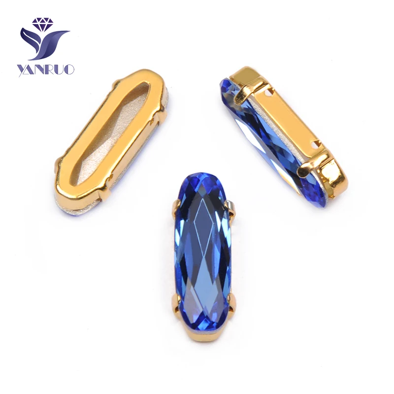 Sapphire YANRUO 4161, удлиненные Стразы для багета, хрустальные причудливые камни с когтями, K9 точечные Стразы для рукоделия - Цвет: Sapphire