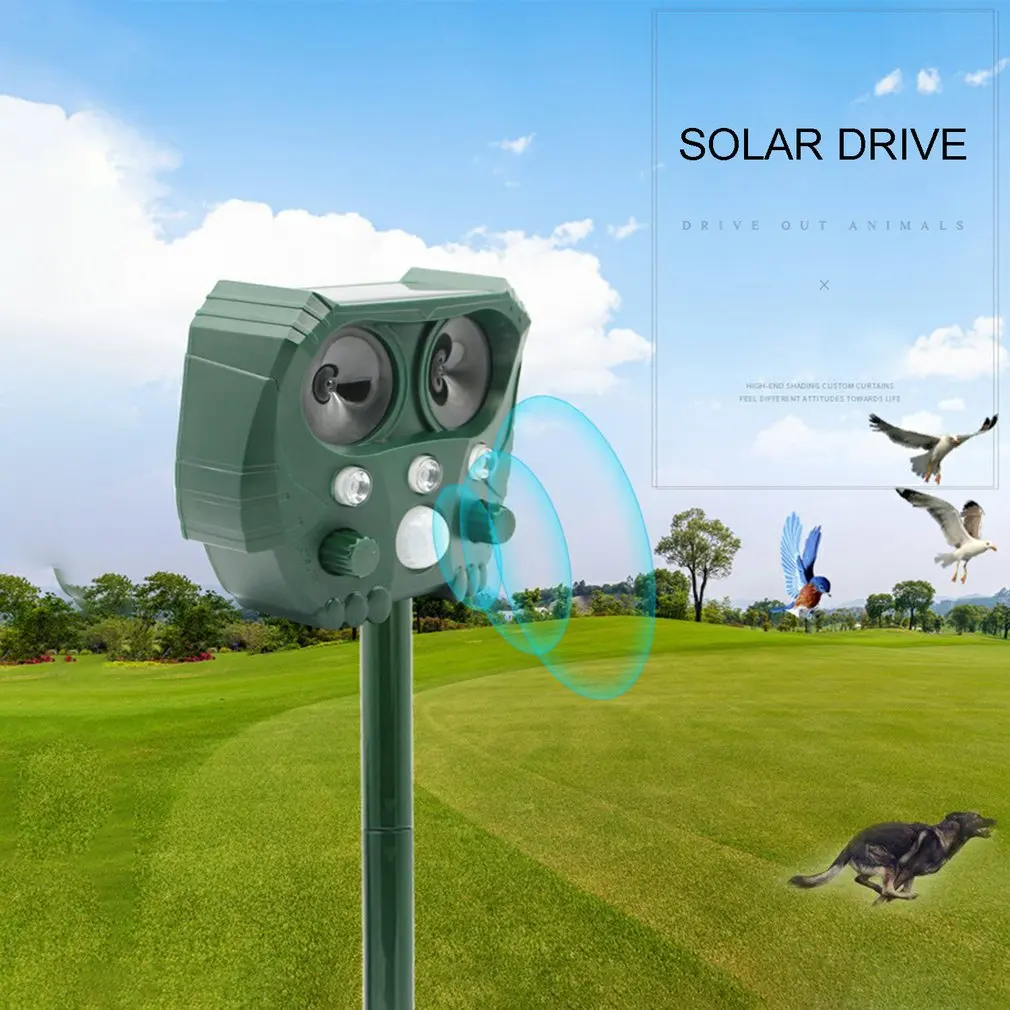 

Hot 529 Ultrasound Animal Repellent Solar Powered Waterproof Animal Repeller Rodent Repellant With Motion Activated LED Light