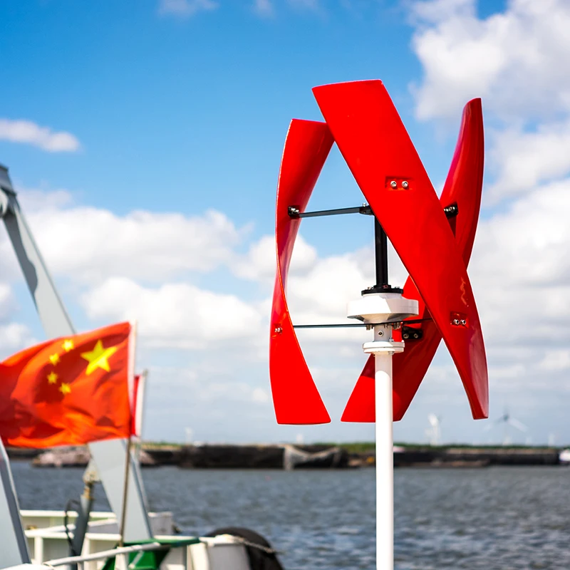 Новый 400 Вт Генератор энергии ветряной турбины с 3 лезвиями Красная вертикальная