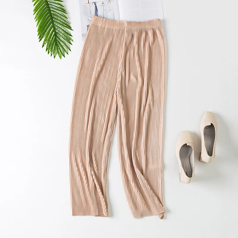 AECU Summer Women Sleep Pants Elastic Loose Waist Fitness Homewear Bottoms Solid Drawstring Clothing Full Length Underwear