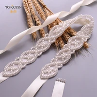 topqueen s353a bridal dresses belt beaded pearl wedding accessories woman party prom emellished sash bridesmaid gown waistband