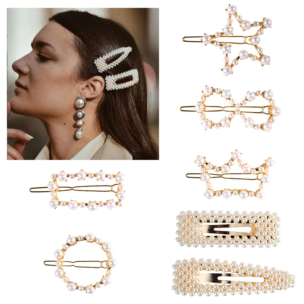 Модный жемчужный зажим для волос для женщин / девушек, элегантный корейский стиль, защелка-заколка для волос, инструменты для стайлинга.