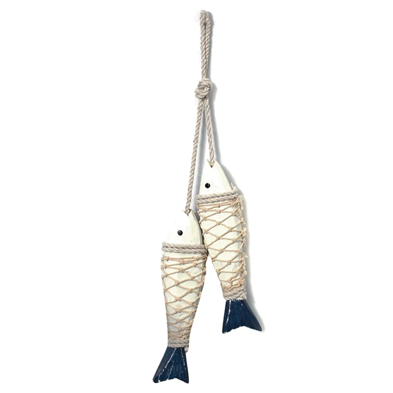 

Natural Wood Fish Wall Decoration Handcraft Mediterranean Wall Art Coastal Wooden Hanging Decor