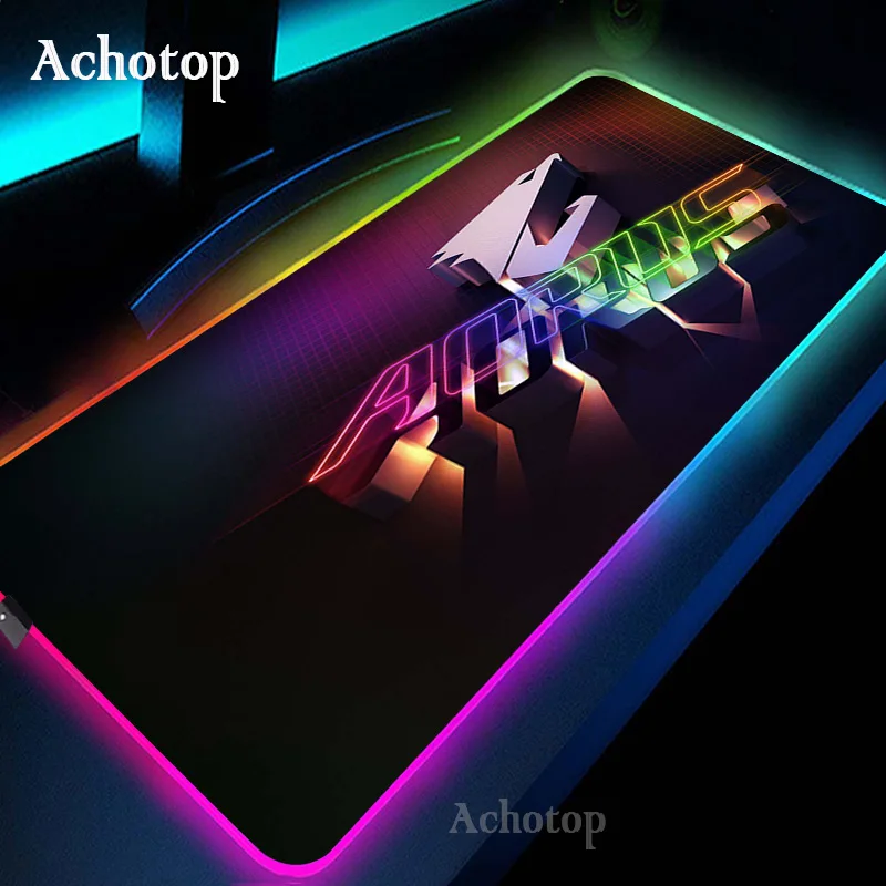 

LED Light Gaming Mouse Pad RGB Giga Aorus Large Keyboard Cover Rubber Base PC Gamer Computer Carpet Desk Mat PC Game MousePad