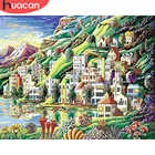 HUACAN картина маслом по номерам Небольшой городок декорации Coloring By Numbers Наборы для рисования на холсте домашнего декора