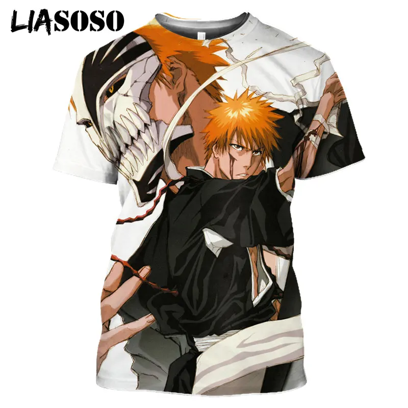

LIASOSO 3D Print Unisex Anime Bleach Grimmjow Kurosaki Ichigo Summer Cosplay Cool T-shirt Hispter Casual T Shirts Hip Pop Tops