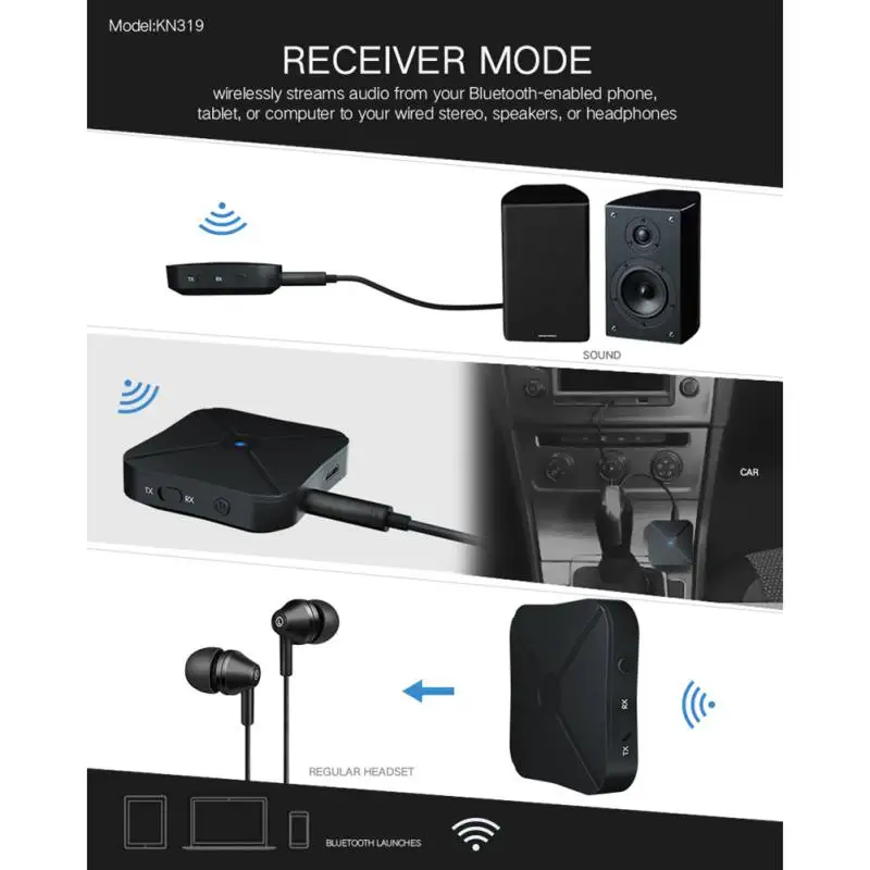 Новый 2 в 1 Bluetooth 5 0 4 аудио приемник передатчик беспроводной адаптер 3 мм AUX разъем