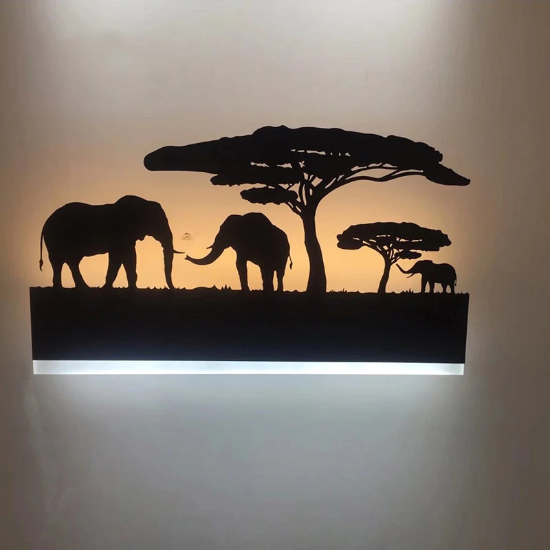 

Retro LED Wall Lamp Creative Painting 110-240V Modern Black Sconce Decoration For Bathroom Living Bed Room Animal