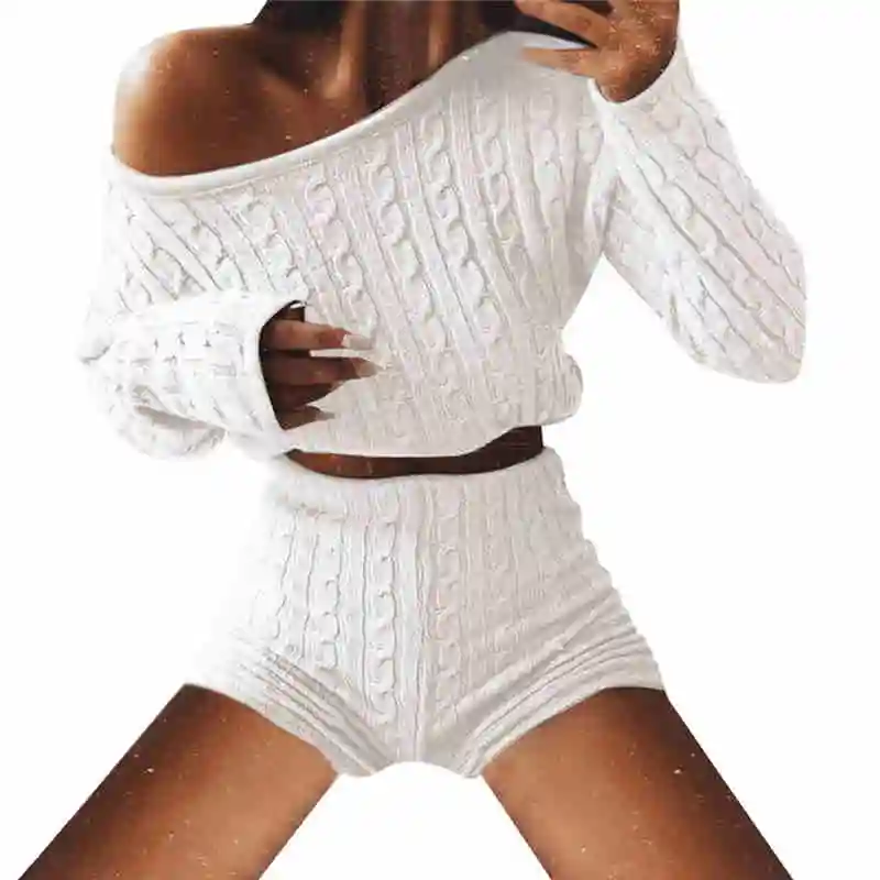 Женский трикотажный комплект из двух предметов укороченный топ с длинным