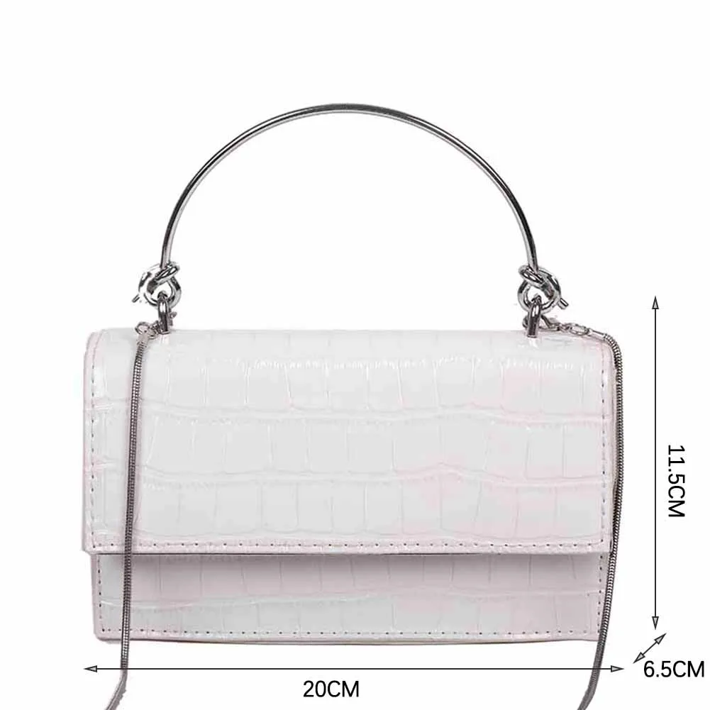 

Fashion Women PU Leather Solid Color Alligator Pattern Crossbody Shoulder Messenger Bag Casual Ladies Chain Clamshell Handbags