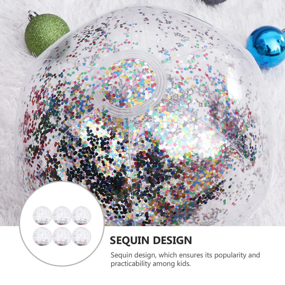 

6pcs Creative Sequin Beach Inflatable Balls PVC Children Balls for Kids
