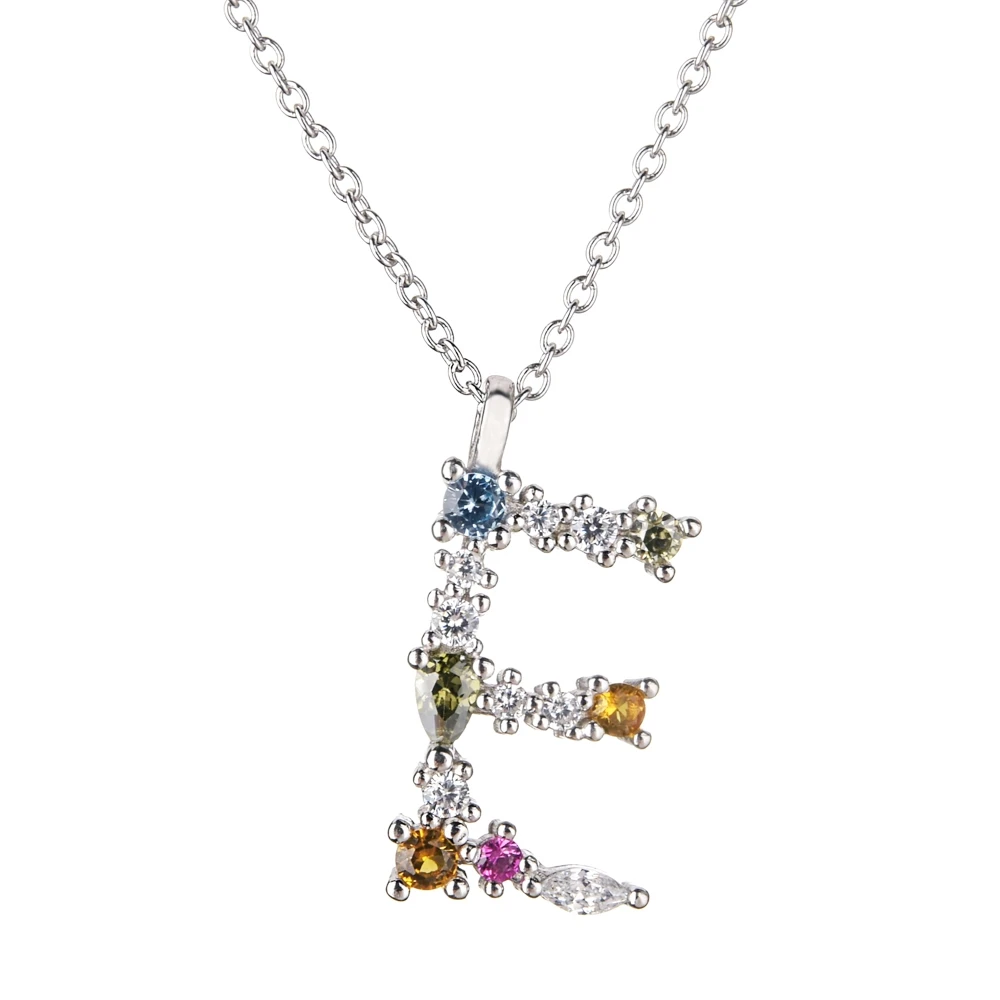 Silver E Altruist 925 пробы серебро I Am Initial C P кулон Nekclace Красочный Кристалл Мини-проба Длинная цепочка регулируемое ожерелье ювелирные изделия - Окраска металла: Silver E