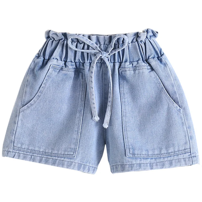

Girls Denim Shorts Teenage Girl Summer Lace Pants Kids Bow Clothes Children Flowers Embroidery Jean Short For Teenager