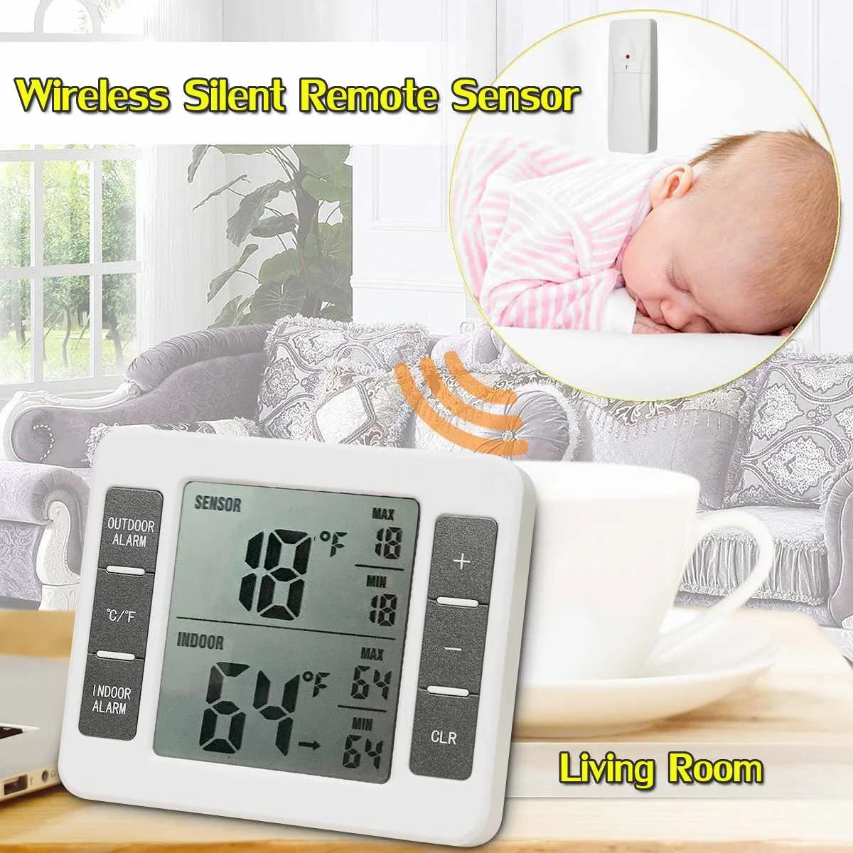 wireless weather station sensor alarm thermometer digital indoor outdoor thermometers electronic refrigerator thermometer free global shipping