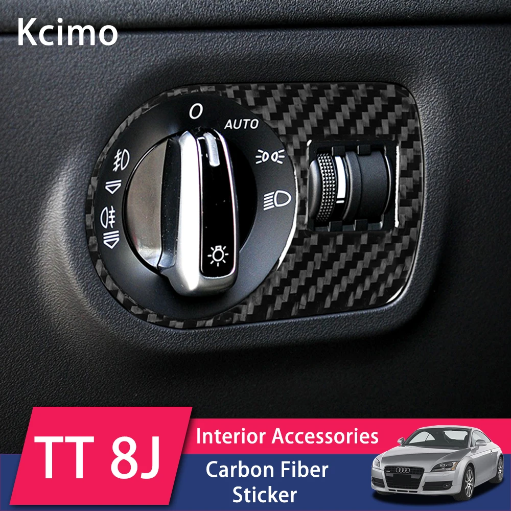 

Car Headlight Switch Trims Decorative Cover Carbon Fiber Stickers For Audi TT 8n MK123 TTRS Auto Interior Accessories