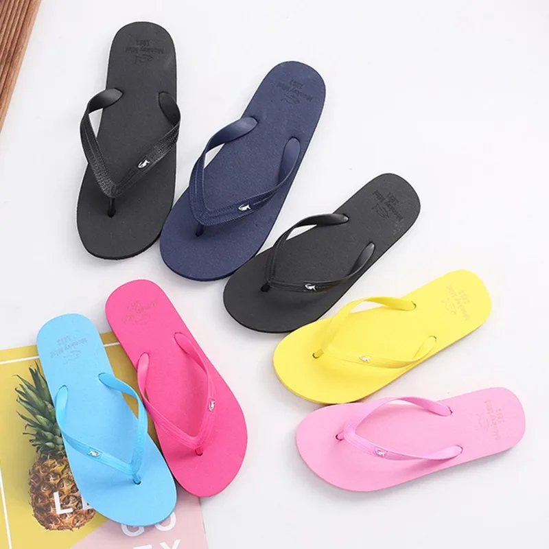 

Simple Solid Color Comfortable Slippers Flip Flop Women Summer Korean Fashion Casual Non-Slip Couple Flip Flops Breathable Beach