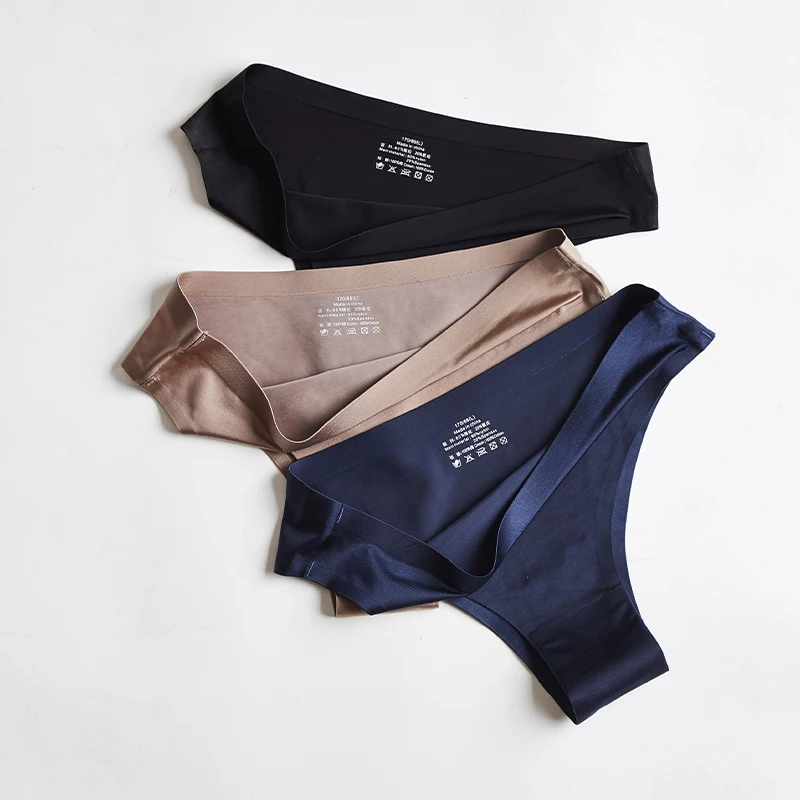 Бесшовные женские трусики нейлоновые ультратонкие стринги с низкой посадкой