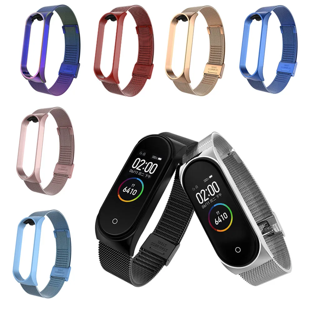 Металлический ремешок для Xiaomi mi 3, 4, браслет для mi Band 3, 4, ремешок, браслет, Безвинтовые браслеты из нержавеющей стали