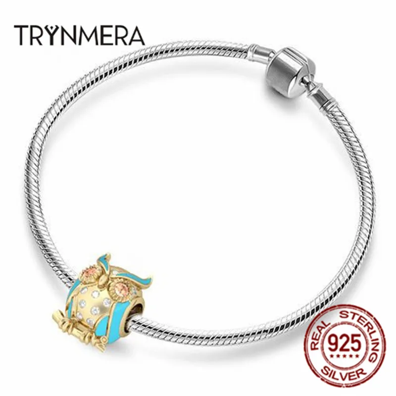 

Trynmera Sterling Silver 925 Jewelry Gold Tone Owlet Charm Sterling Silver Bracelets DIY Jewelry TA056